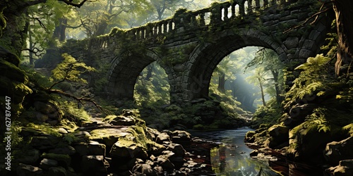 illustration of stone bridge in forest, generative AI © VALUEINVESTOR