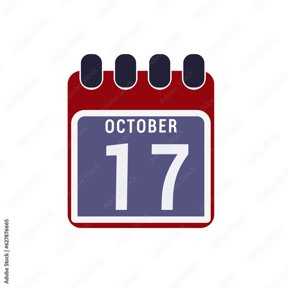 Calendar displaying day 17 ( seventeenth ) of the October - Day 17 of the month. illustration Calendar displaying day 17 ( seventeenth ) of the October - Day 17 of the month. illustration