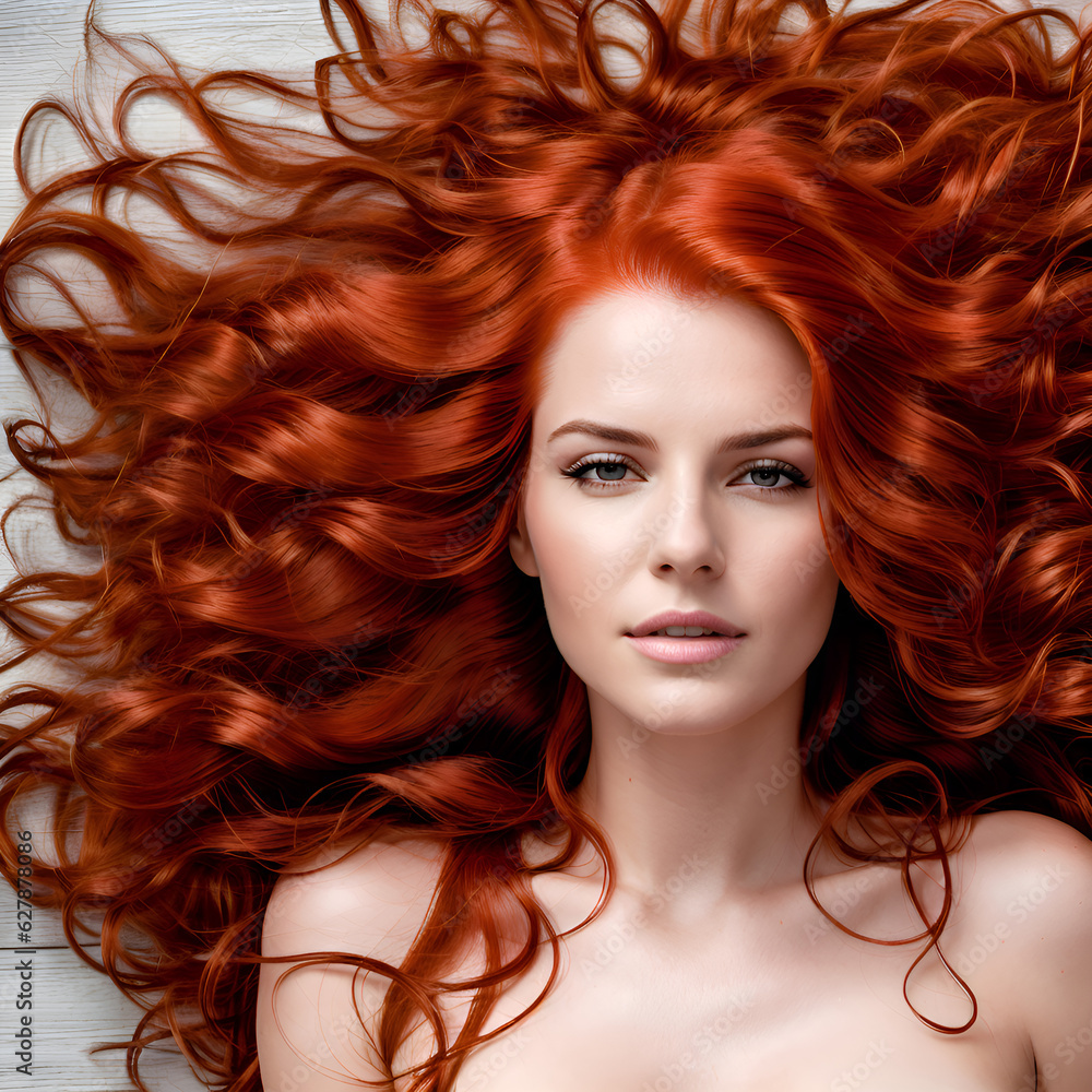 Model with orange curly hair