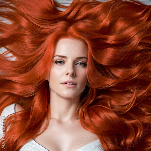 Woman with long orange hair