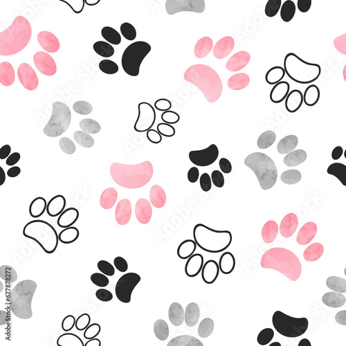 Cat paw print seamless patt...