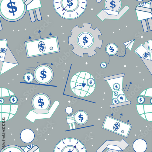 Seamless pattern background with business finance icons Vector
