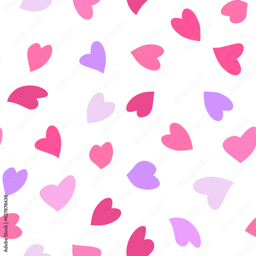 Seamless love heart design vector background. Seamless pattern on Valentines day. The seamless texture with hart. Color pink Barbie
