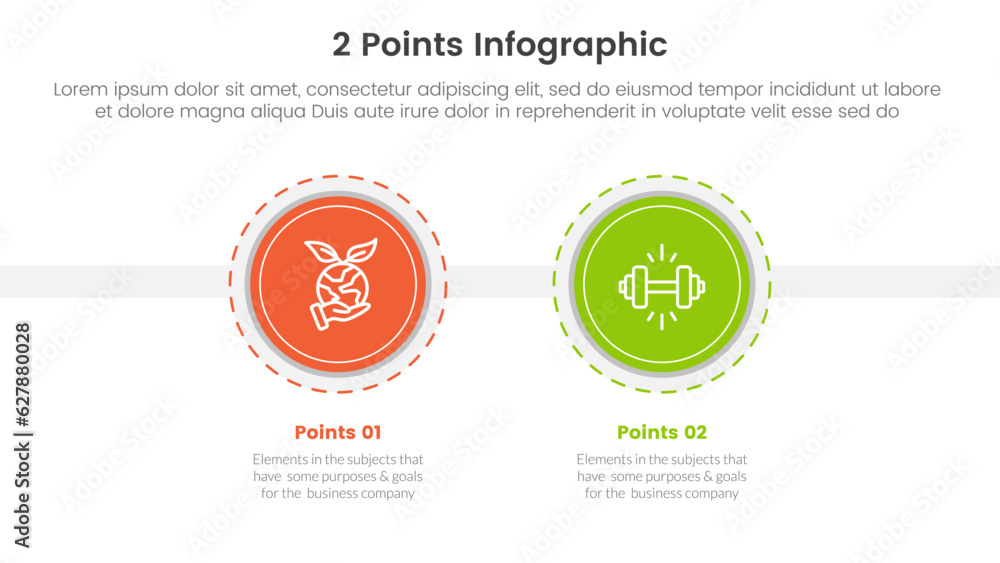 versus or compare and comparison concept for infographic template banner with big circle and outline style with two point list information