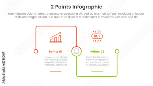 versus or compare and comparison concept for infographic template banner with square outline linked connection square base with two point list information