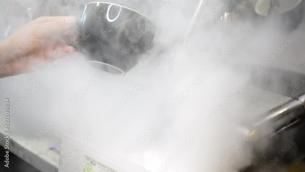 Blowing the steam tube of the coffee maker. Disinfection of dishes with steam from a coffee machine. Maintenance of cleanliness and hygiene in the bar. Cleaning the barista workplace. Blowing the steam tube of the coffee maker. Disinfection of dishes with steam from a coffee machine. Maintenance of cleanliness and hygiene in the bar. Cleaning the barista workplace.