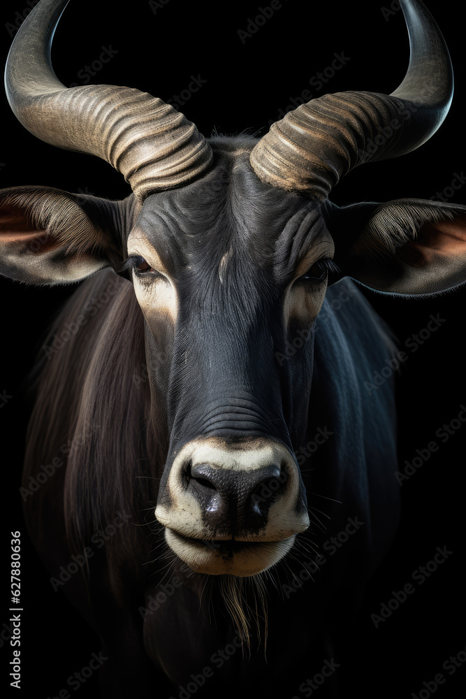 A portrait of a beautiful oryx or bighorn antelope facing the camera. A portrait of a beautiful oryx or bighorn antelope facing the camera.