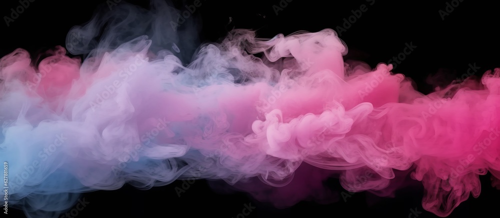Fototapeta premium Abstract pink smoke sign with soft colors and a gradient on a black background, made by generative AI.