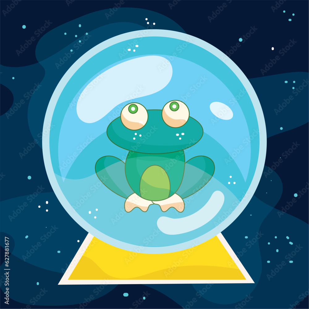 Naklejka premium Isolated colored crystal ball with a frog animal Vector
