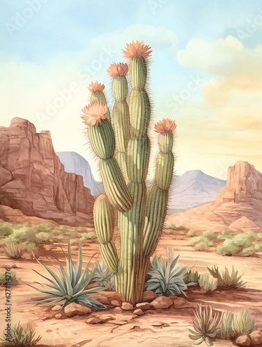 Blooming cactus in the desert