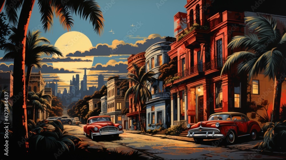 Havana Nights: A Captivating Nightlife Illustration, generative ai