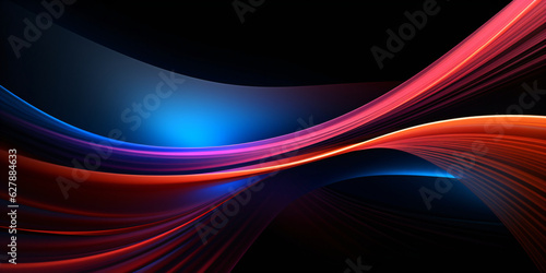 Abstract background with neon rays of light created with AI 