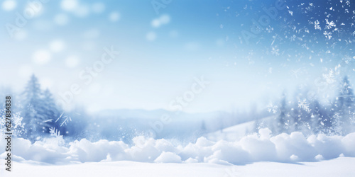 Winter background with snowflakes and blue bokeh created with AI  © Marc Kunze