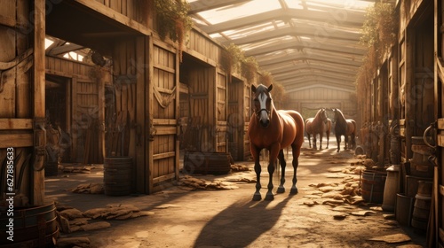 Majestic Equine Beauty: A Captivating Horse in the Stable, generative ai