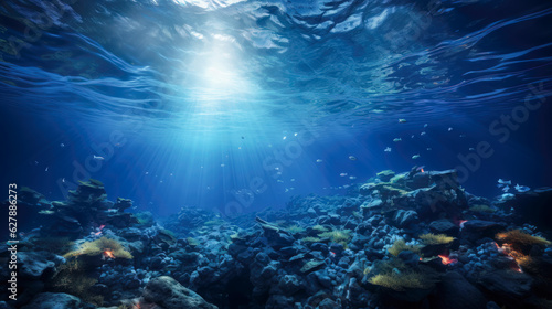 Deep Blue Ocean with Colorful Coral and Fish A Tranquil and Professional Design AI Generated