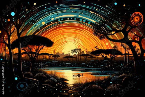 The beauty of Africa by night abstract style
