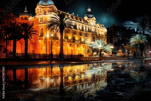 The beauty of Monte Carlo Monaco by night abstract styl