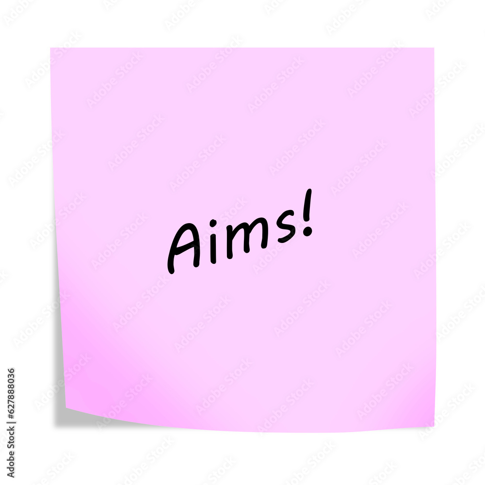 Aims 3d illustration post note reminder on white with clipping path Aims 3d illustration post note reminder on white with clipping path