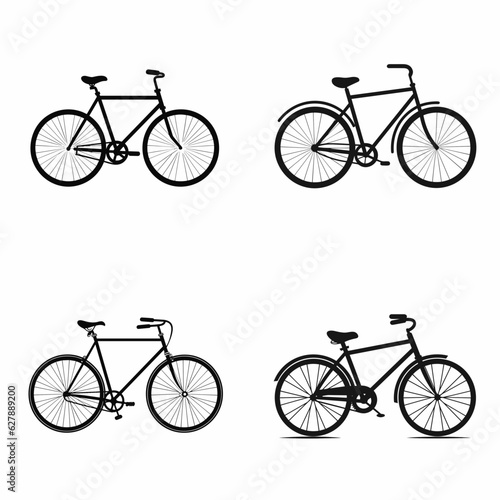 /imagine prompt: Simple 2d black silhouette Vintage , black accents, flat, sharper, white background, vector , vintage bicycle silhouette