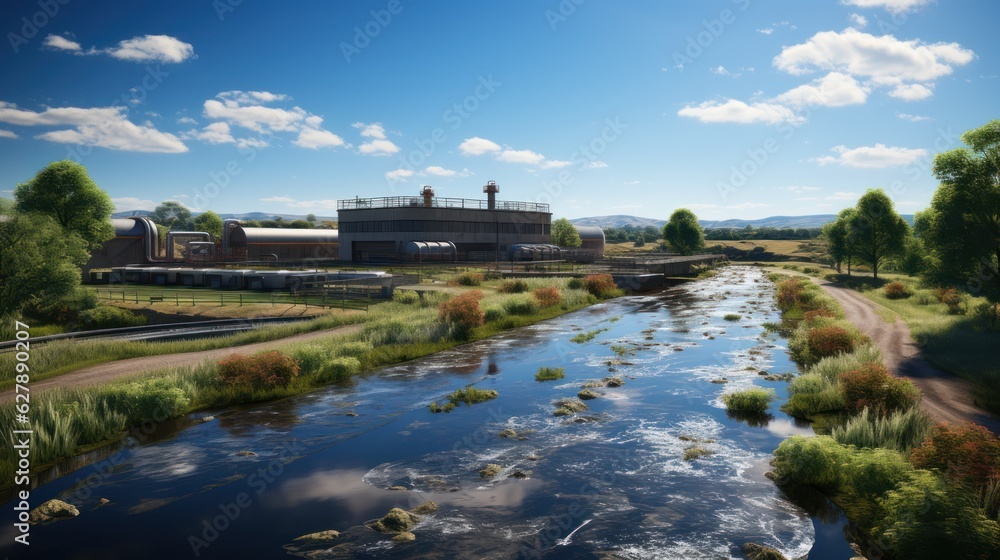 Sustainable Urban Oasis: The Modern Waste Water Treatment Plant, generative ai