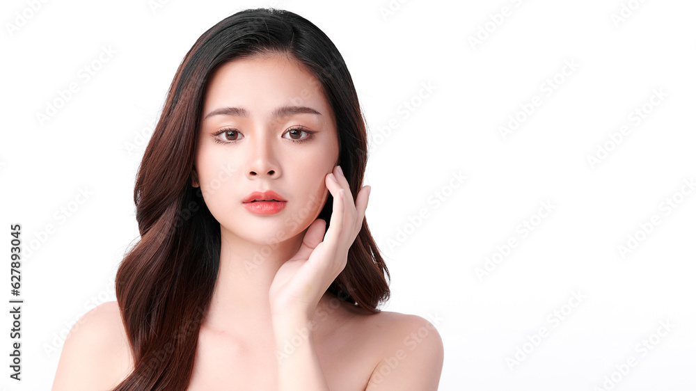 Beautiful young asian woman with clean fresh skin on white background, Face care, Facial treatment, Cosmetology, beauty and spa, Asian women portrait. Beautiful young asian woman with clean fresh skin on white background, Face care, Facial treatment, Cosmetology, beauty and spa, Asian women portrait.