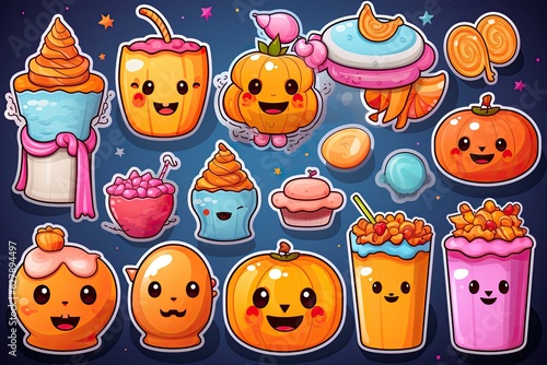 halloween candy stickers. ai generative