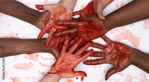 Blood on your hands, women of diversity  protesting for choice.  photo