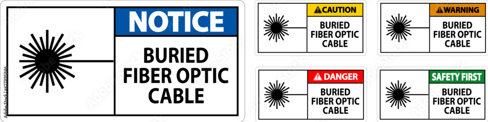 Warning Sign, Buried Fiber Optic Cable Warning Sign, Buried Fiber Optic Cable