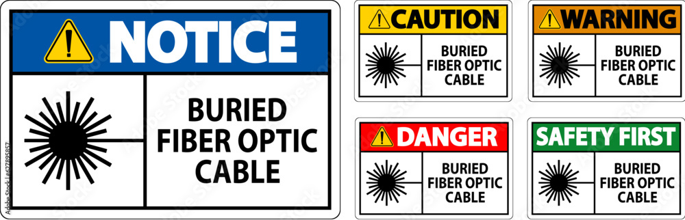 Obraz premium Warning Sign, Buried Fiber Optic Cable
