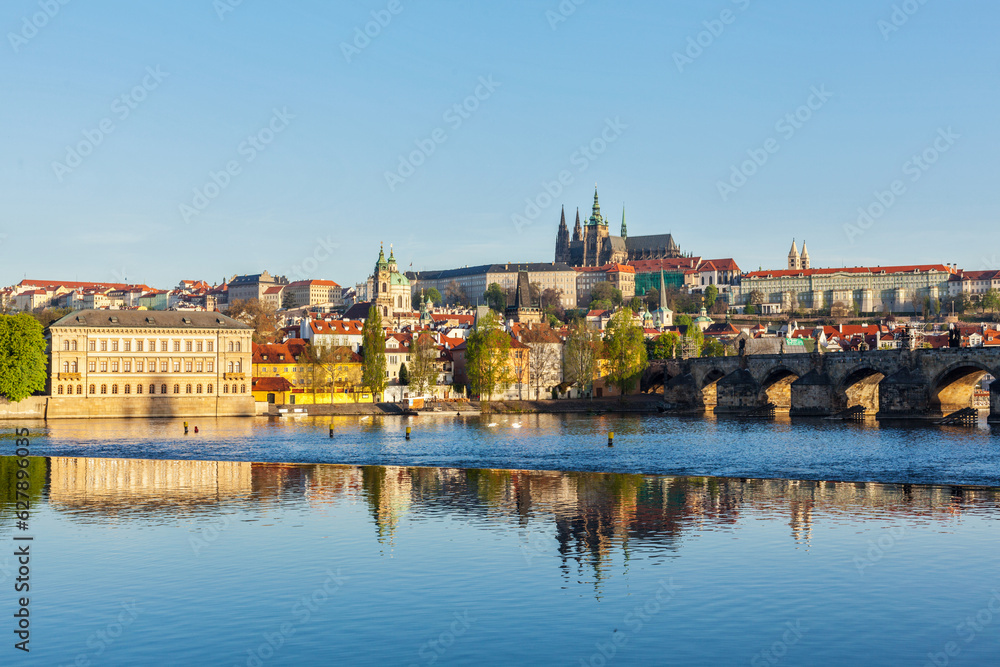 View of Mala Strana and Prague castle over Vltava river