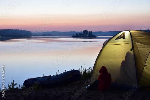 camping at sunset