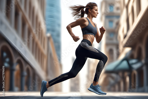 woman running in leggings Generative AI