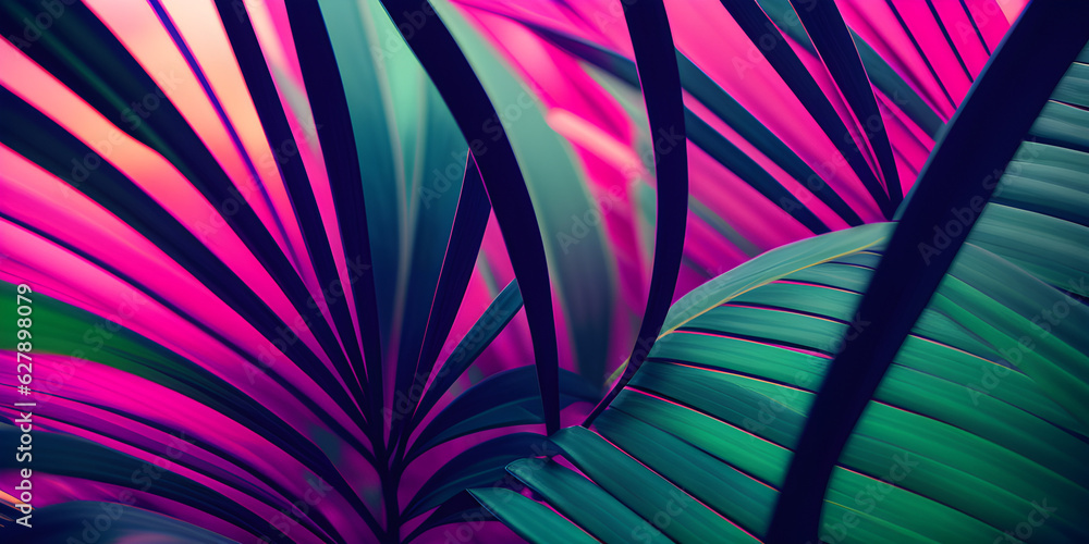 custom made wallpaper toronto digitalA colorful palm leaves.as background. Generative AI