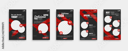 set of food post story social media banner template design. Creative design, easy Use for promotions you product. story food for your restaurant promotion