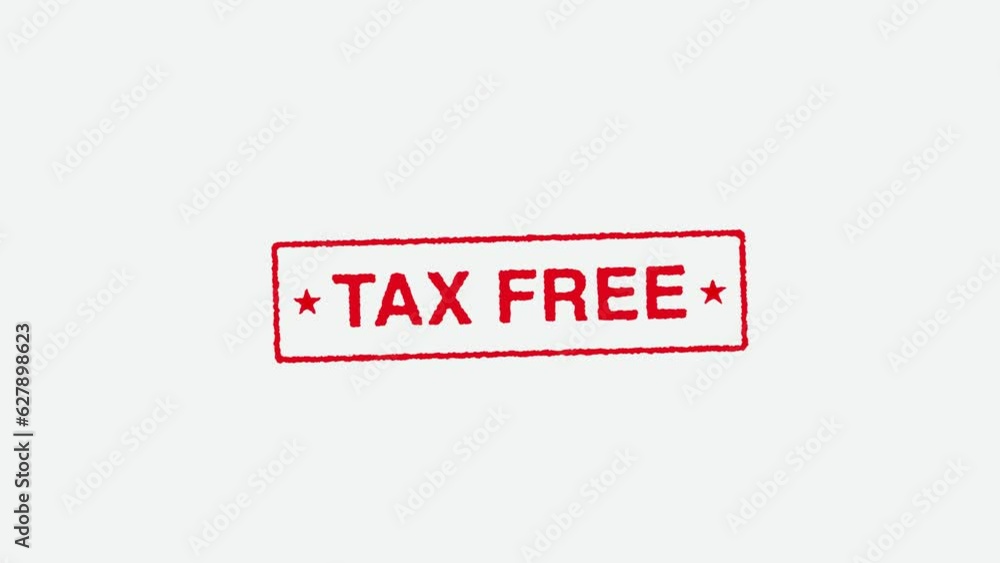 Close Up Real Hand Stamping Tax Free Stamp on White Background Close Up Real Hand Stamping Tax Free Stamp on White Background
