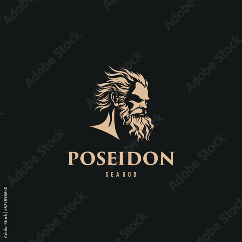 poseidon face vector illustration in vintage style