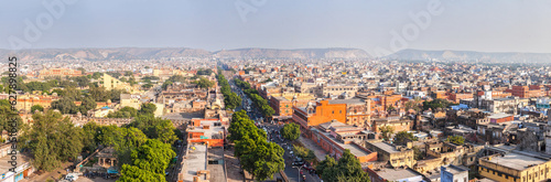 Panorama of aerial view of Jaipur, Rajasthan, India