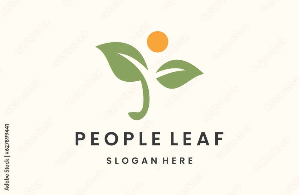 People leaf logo icon design template flat vector illustration People leaf logo icon design template flat vector illustration