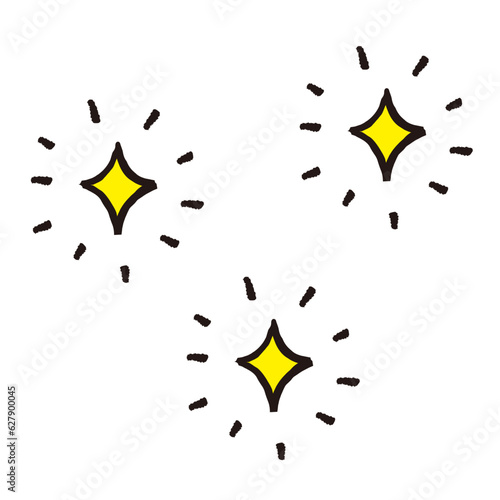 シンプルなキラキラマークの手描きイラスト