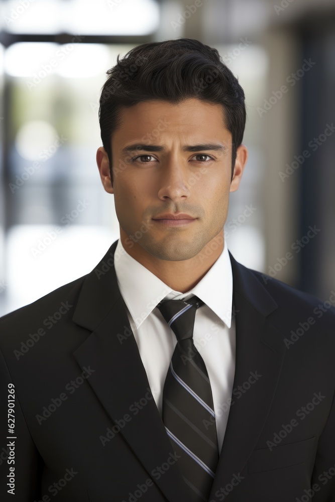 Confident serious Hispanic businessman looking at the camera Confident serious Hispanic businessman looking at the camera