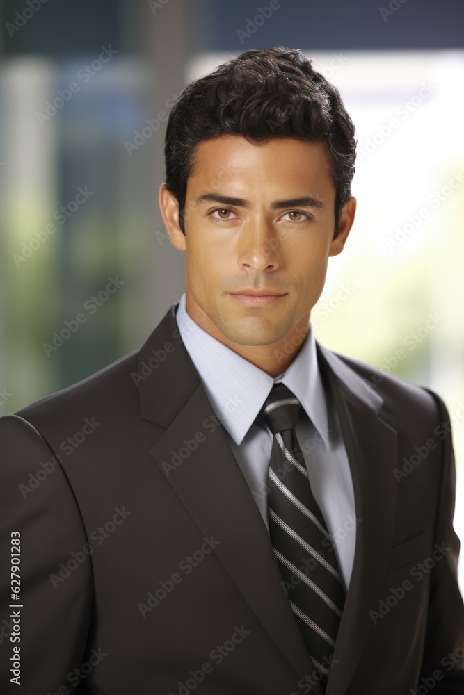 Confident serious Hispanic businessman looking at the camera Confident serious Hispanic businessman looking at the camera