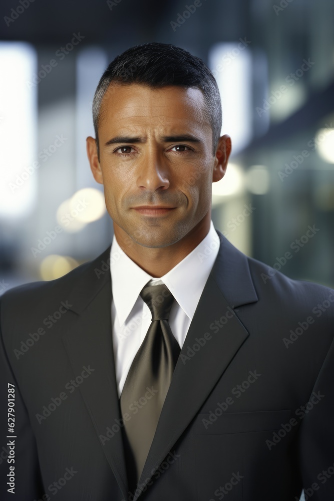 Confident serious Hispanic businessman looking at the camera Confident serious Hispanic businessman looking at the camera