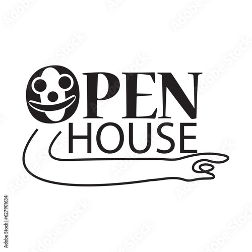 Open house icon vector with hand