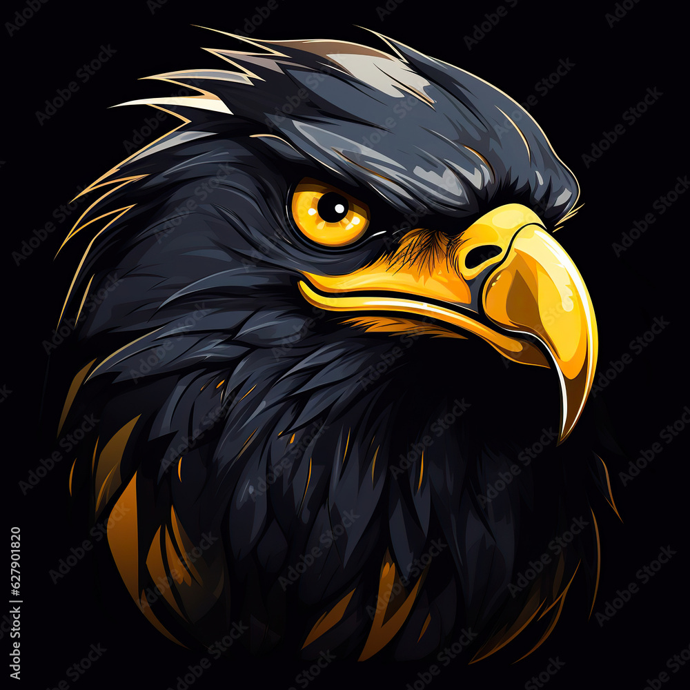 Fototapeta premium bald eagle head on black background