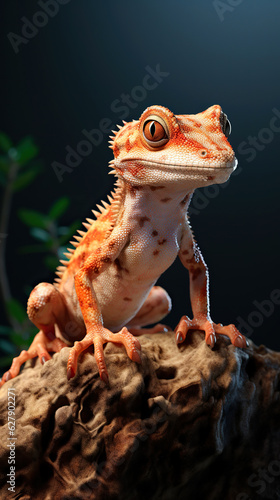 close up of a lizard on a black background