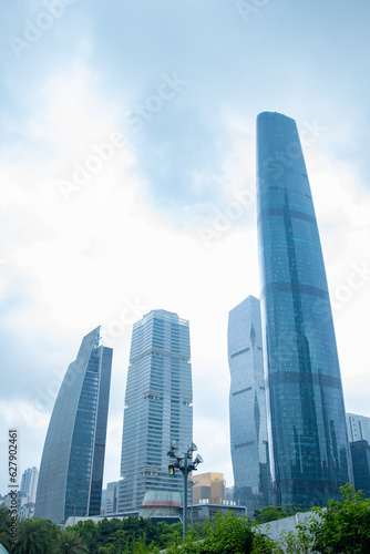 commercial buildings in a cloudy day vertical composition