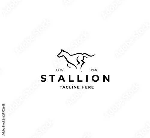 stallion horse running race logo 