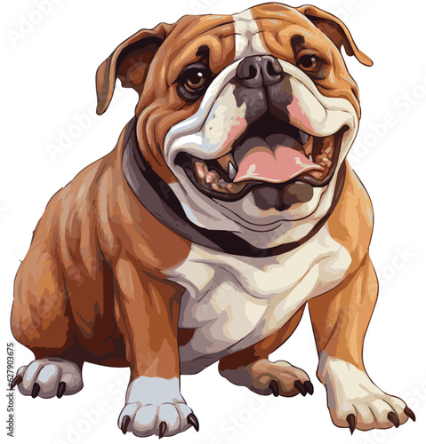 Portrait of a sitting English bulldog 