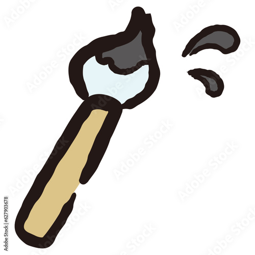 黒い絵の具（墨）が付いた筆のイラスト