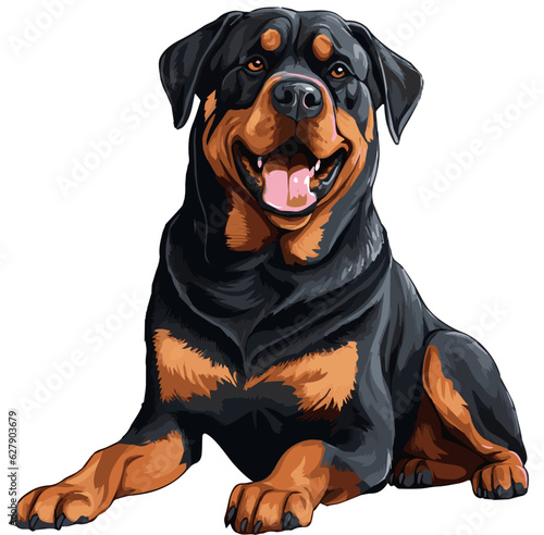 Sitting  Rottweiler breed dog